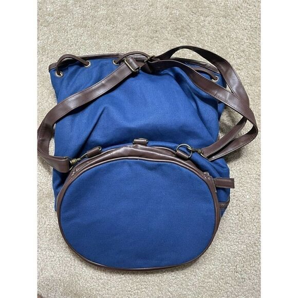 Disney Vacation Club Member Faux Leather Backpack Canvas Tote Bag Blue Brown - Picture 4 of 6